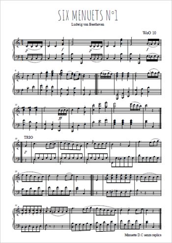 Téléchargez l'arrangement pour piano de la partition de Six menuets WoO 10, N°1 en PDF